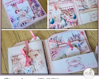 Digital paper craft project Mini Journal Folder Album, Junk Journal Booklet, Scrapbook Ephemera Digital Download, Printable Instant Download