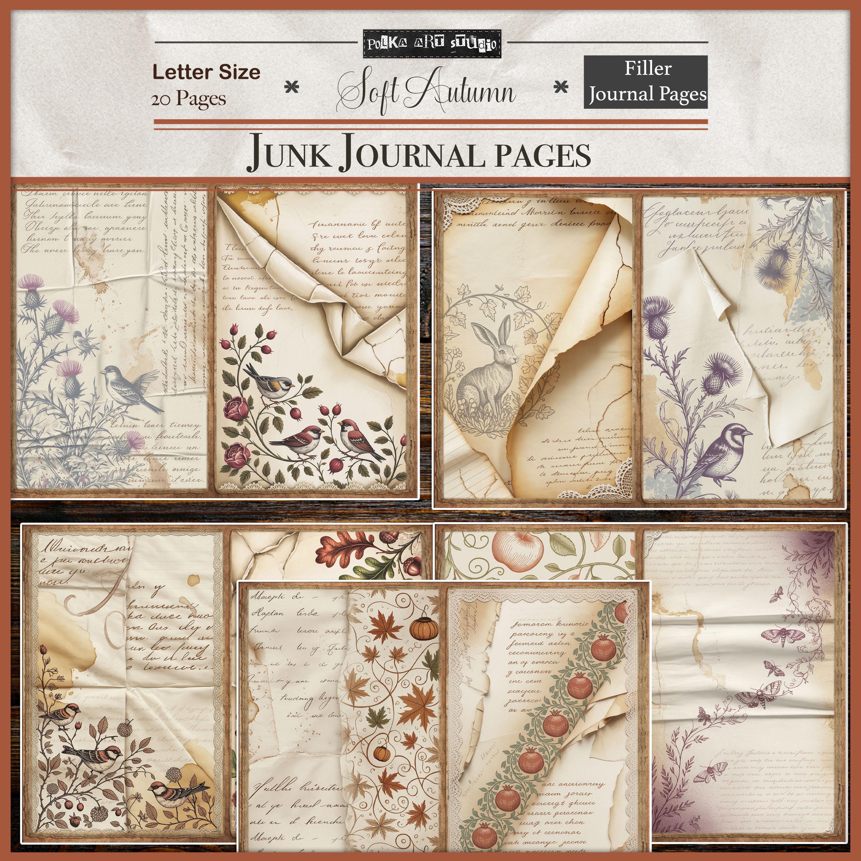 Autumn Digital Junk Journal Pages | Vintage Fall Printable Paper Kit ...