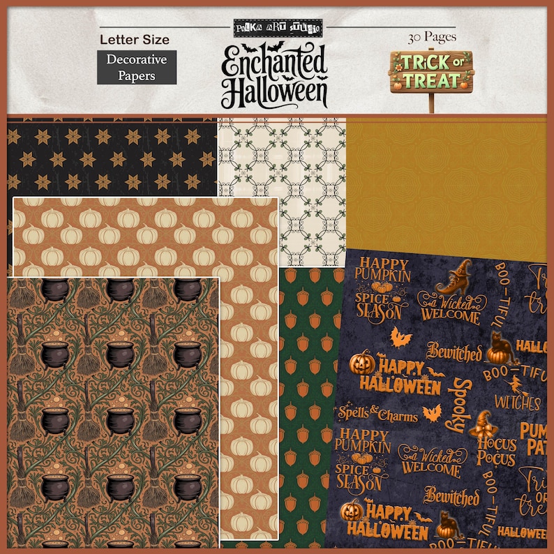 Digital Halloween Junk Journal Decorative Paper Pack, Autumn Printable ...