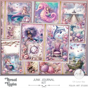 Kit de journal numérique indésirable, pages de journalisation marine sirènes, paquet de papier journal éphémères, graphiques imprimables, kit digi imprimable sirène