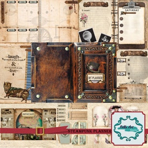 Junk Journal Steampunk Planner - Kit de 25 planejadores para impressão / Download digital Steampunk