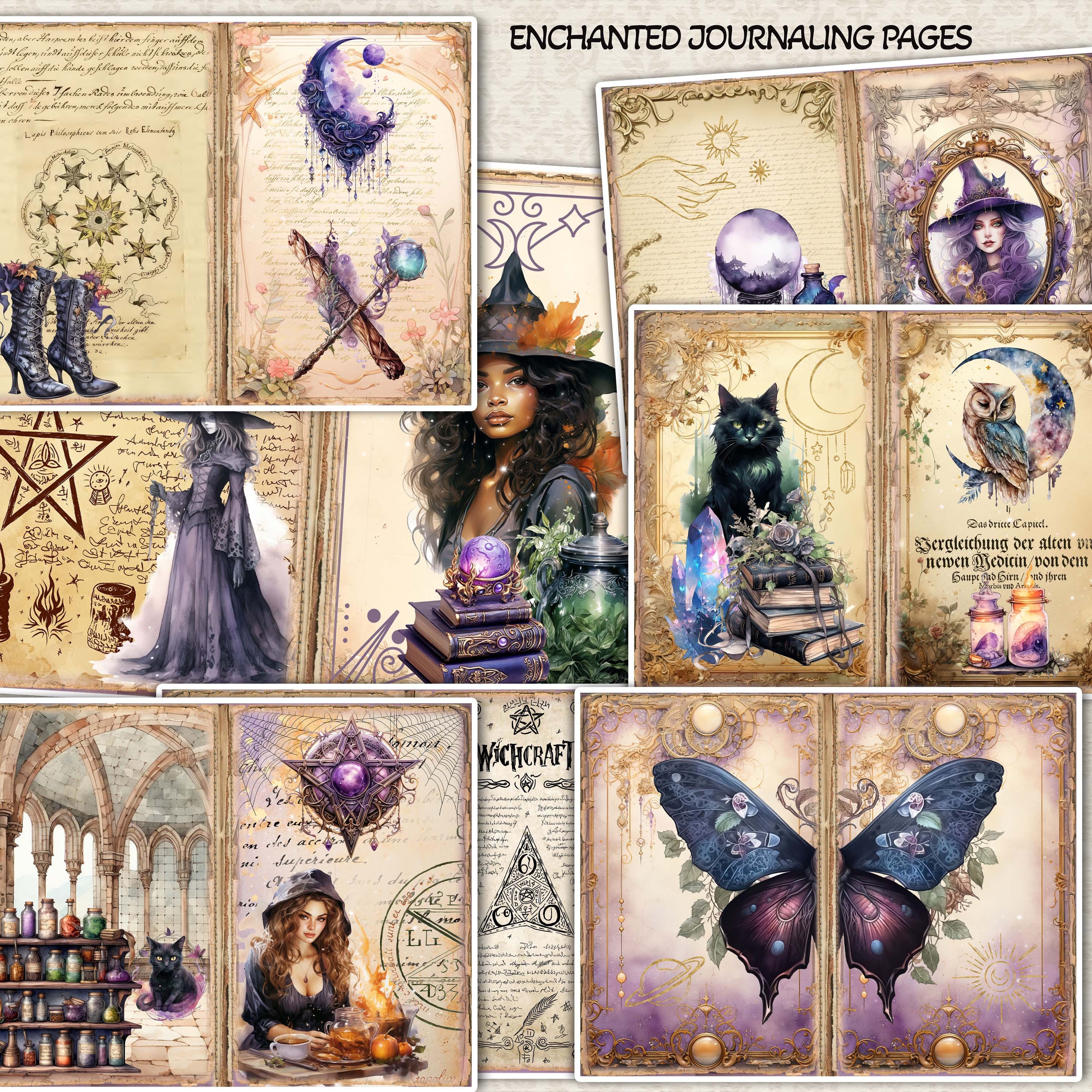 Witchcraft Halloween Grimoire Junk Journal Kit: Magic Fantasy Collage ...