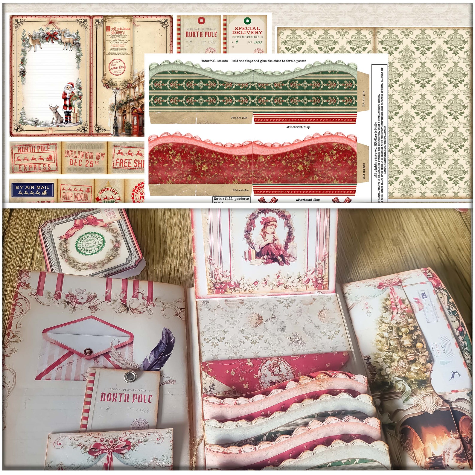 Junk Journal Christmas Folding Folio: Letters to Santa Ephemera ...