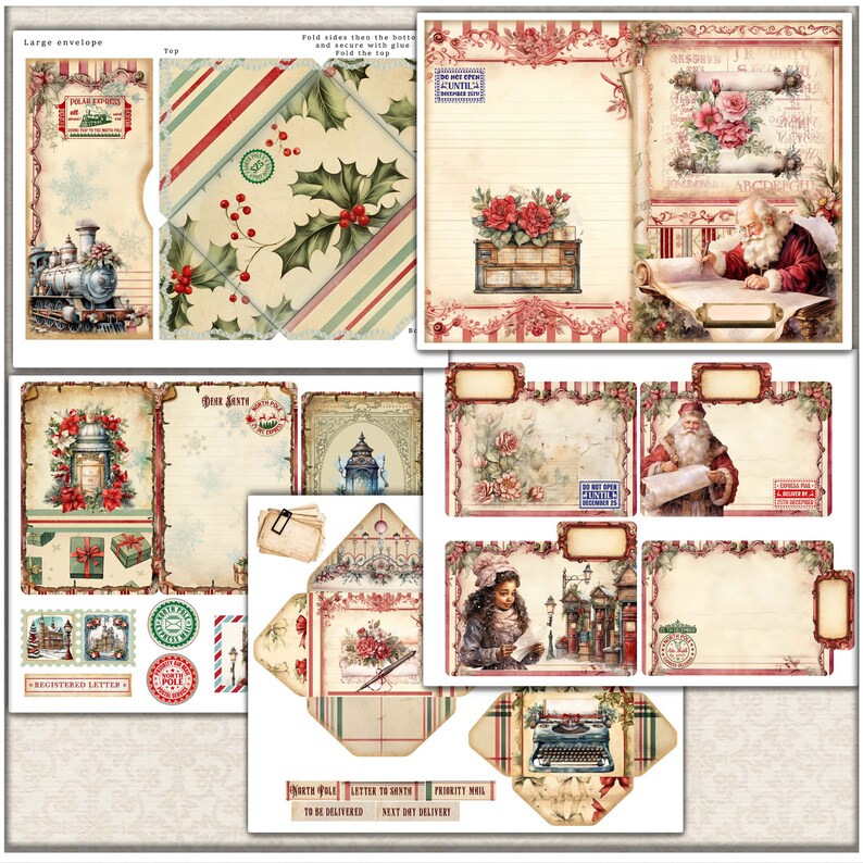 Christmas Junk Journal Kit: Letters to Santa Ephemera (digital Download ...