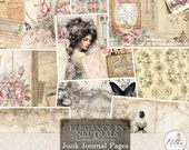 Shabby Chic Junk Journal Kit: Neutral Lace, Vintage Printable Pages (Digital Download)