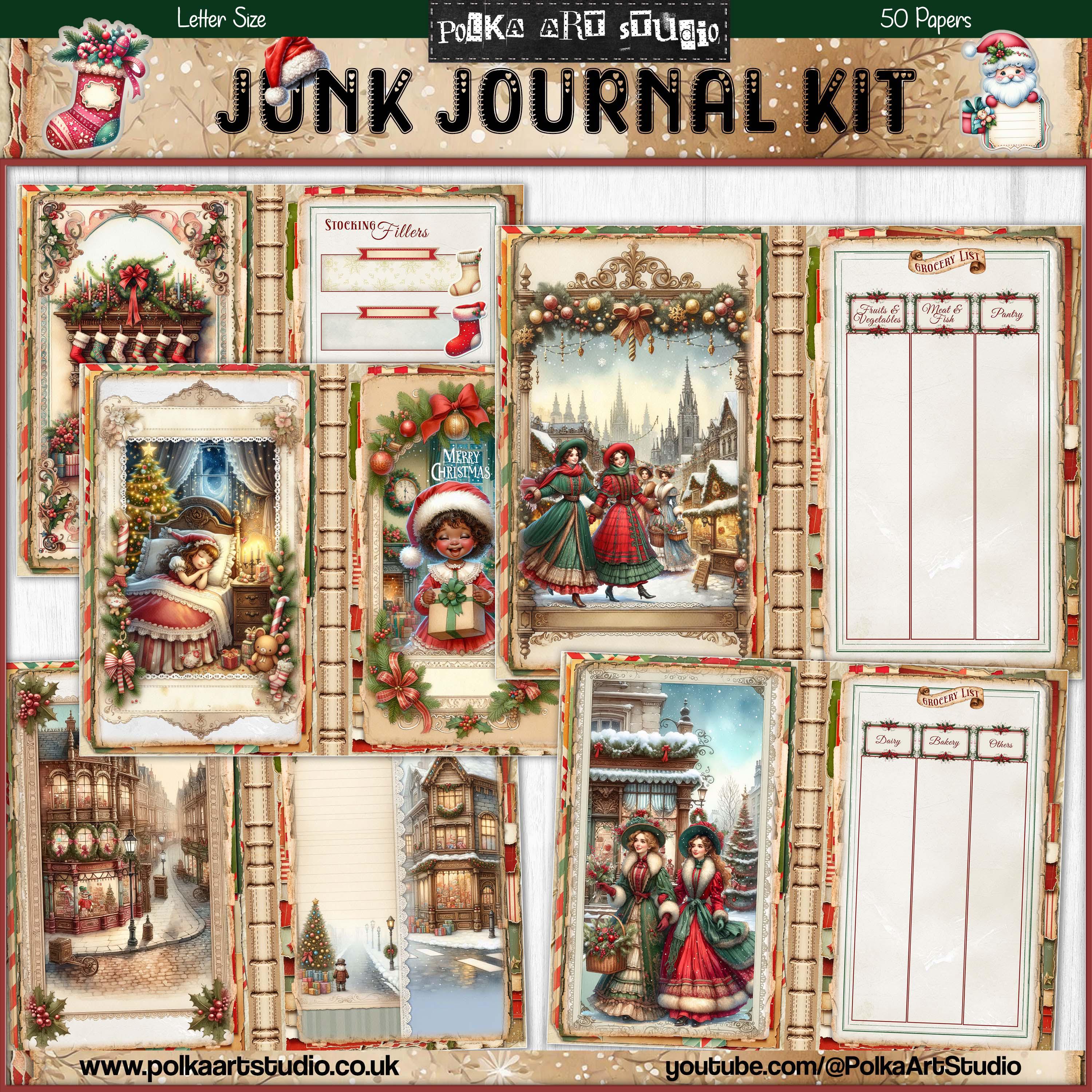 Digital Christmas Planner Junk Journal Kit: Vintage Printable Papers ...