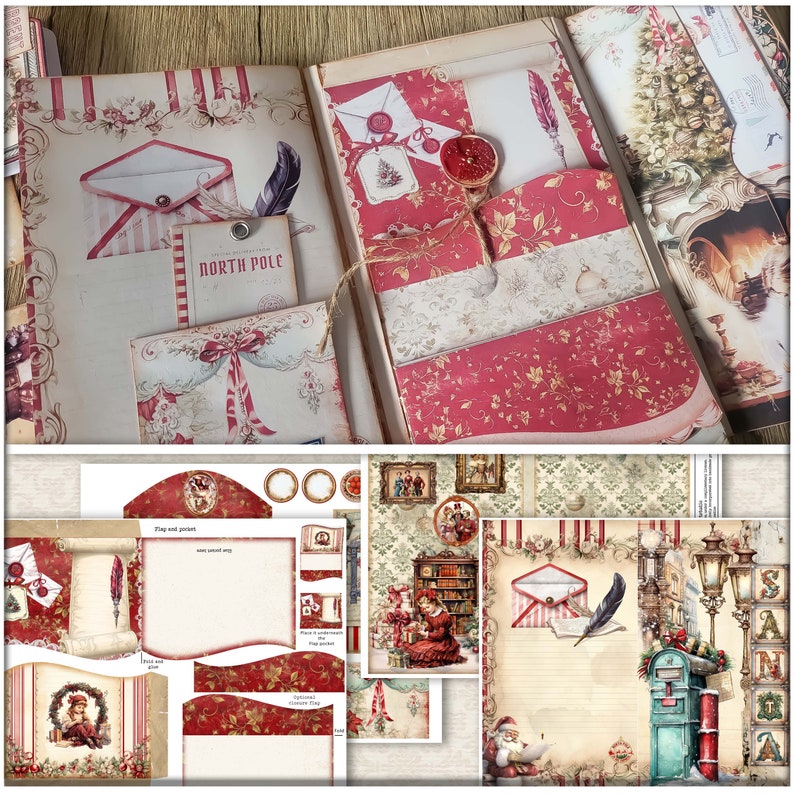 Junk Journal Christmas Folding Folio: Letters to Santa Ephemera ...