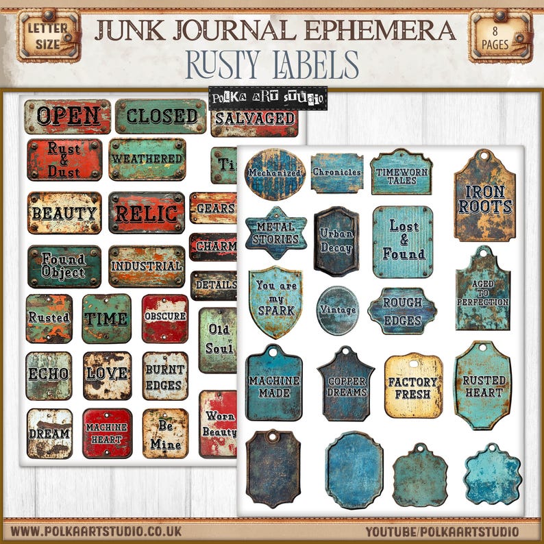 Vintage Rusty Metal Labels: Junk Journal Ephemera (digital Download) - Etsy