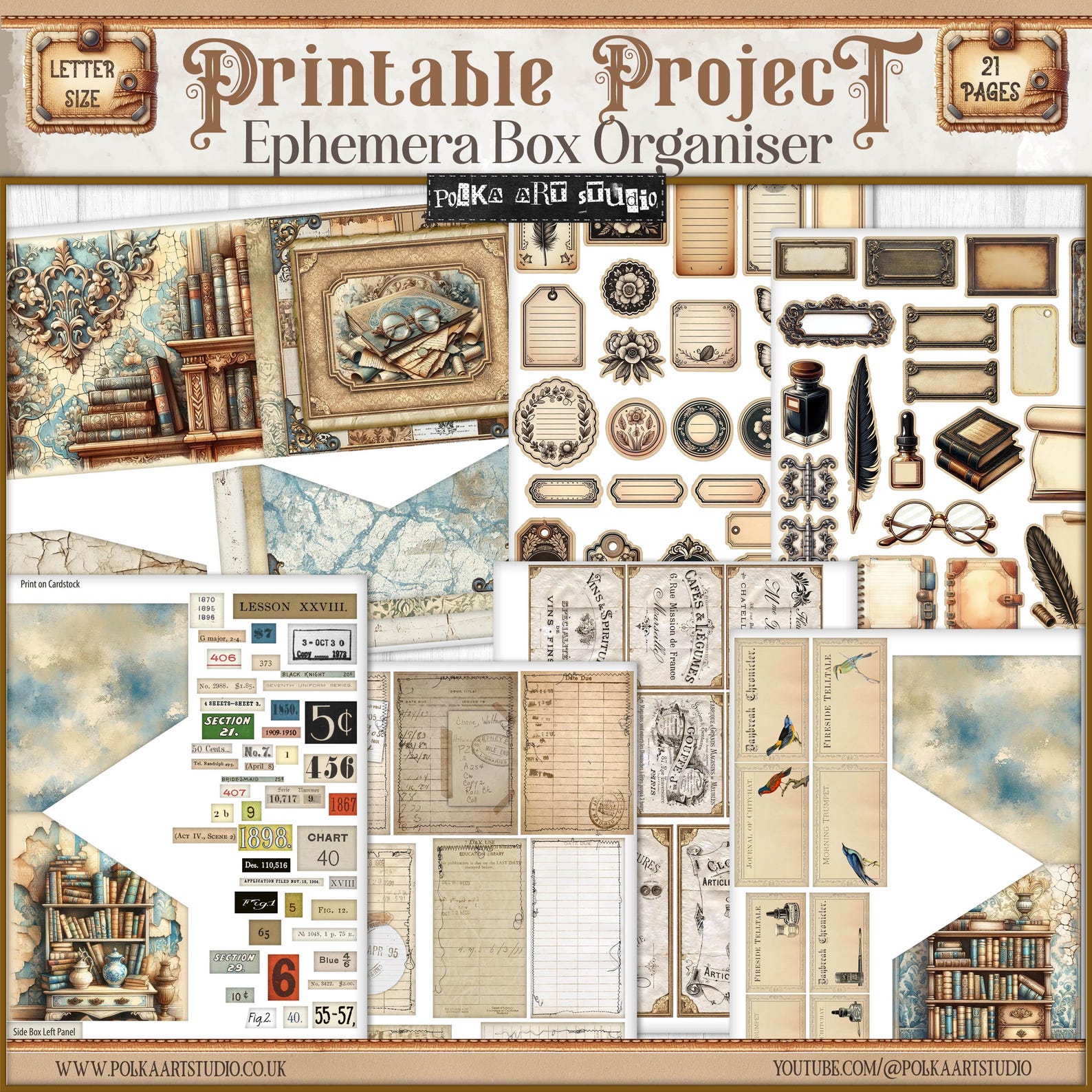 Vintage Ephemera Organizer Box: Printable Junk Journal Kit (digital ...
