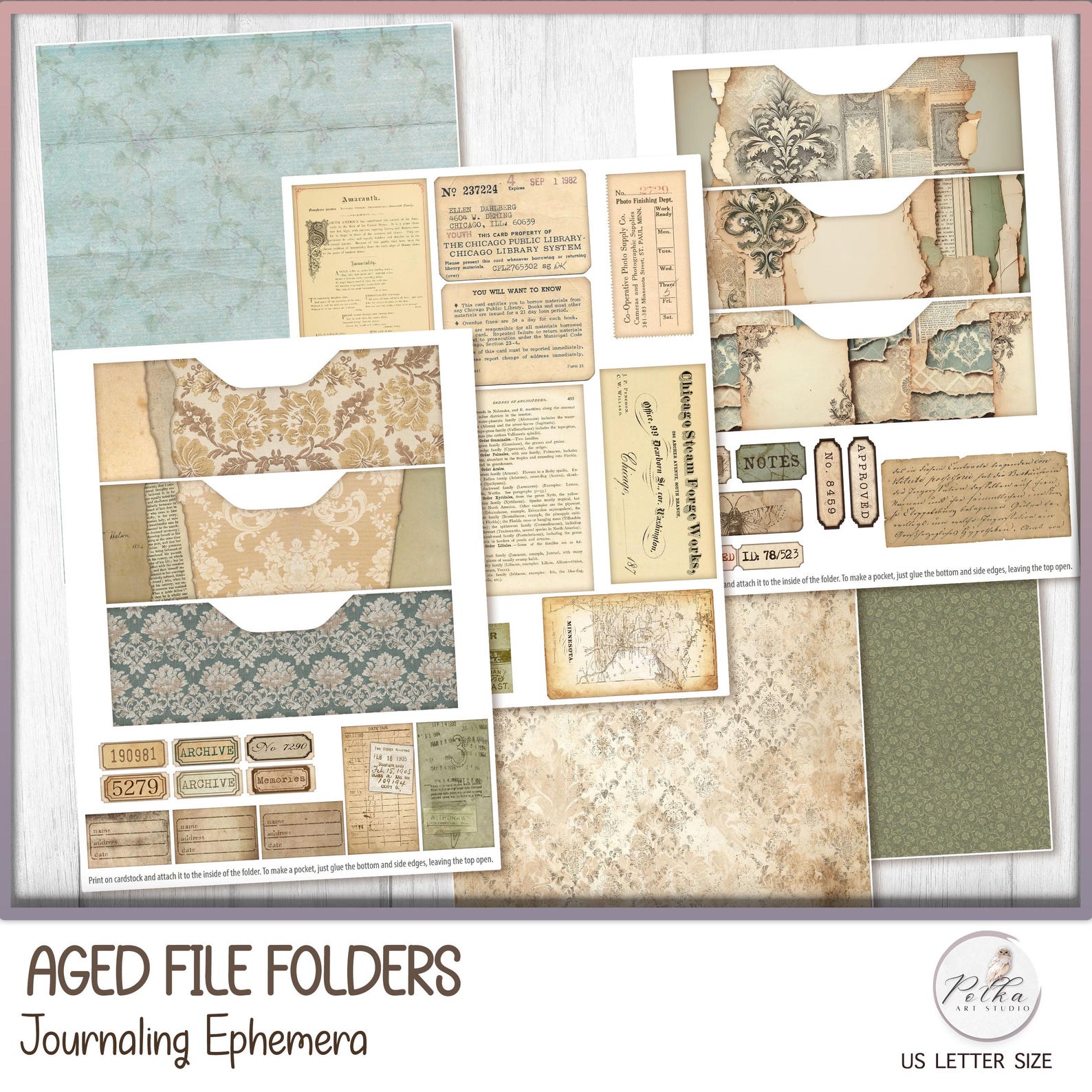 Aged Paper File Folders: Junk Journal Ephemera (digital Download) - Etsy