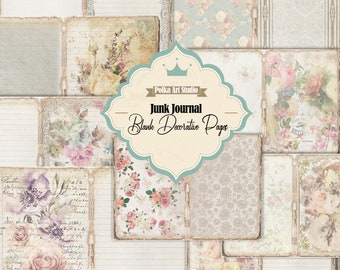 Junk Journal Shabby Blank Vintage decorative  double pages/ Paper Pack / Shabby Pink papers / Instant download