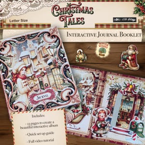 Può includere: Un libretto di diario interattivo Christmas Tales a tema invernale. La copertina presenta un'illustrazione dettagliata di una scena di villaggio innevato. Include 23 pagine, una guida rapida all'installazione e un tutorial video completo.