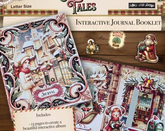 Digital Journal Kit, Winter, Christmas Interactive Booklet Printable Junk Journal, Holiday Storybook Paper Craft
