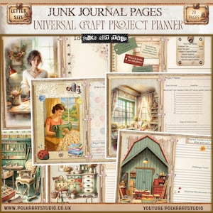 Digitaler Handwerk Planer Junk Journal, Vintage Handwerk Planung, Journaling Kit Druckbare Vintage Neutrale Papiere, Download Papier Kit