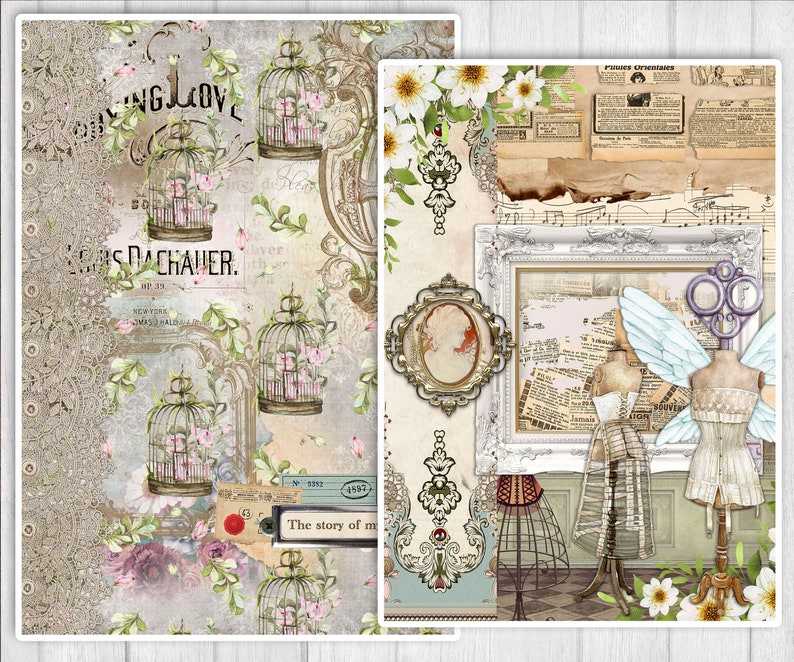 Decorative Scrapbook Paper Grace Collection Vol. 1 Junk Etsy