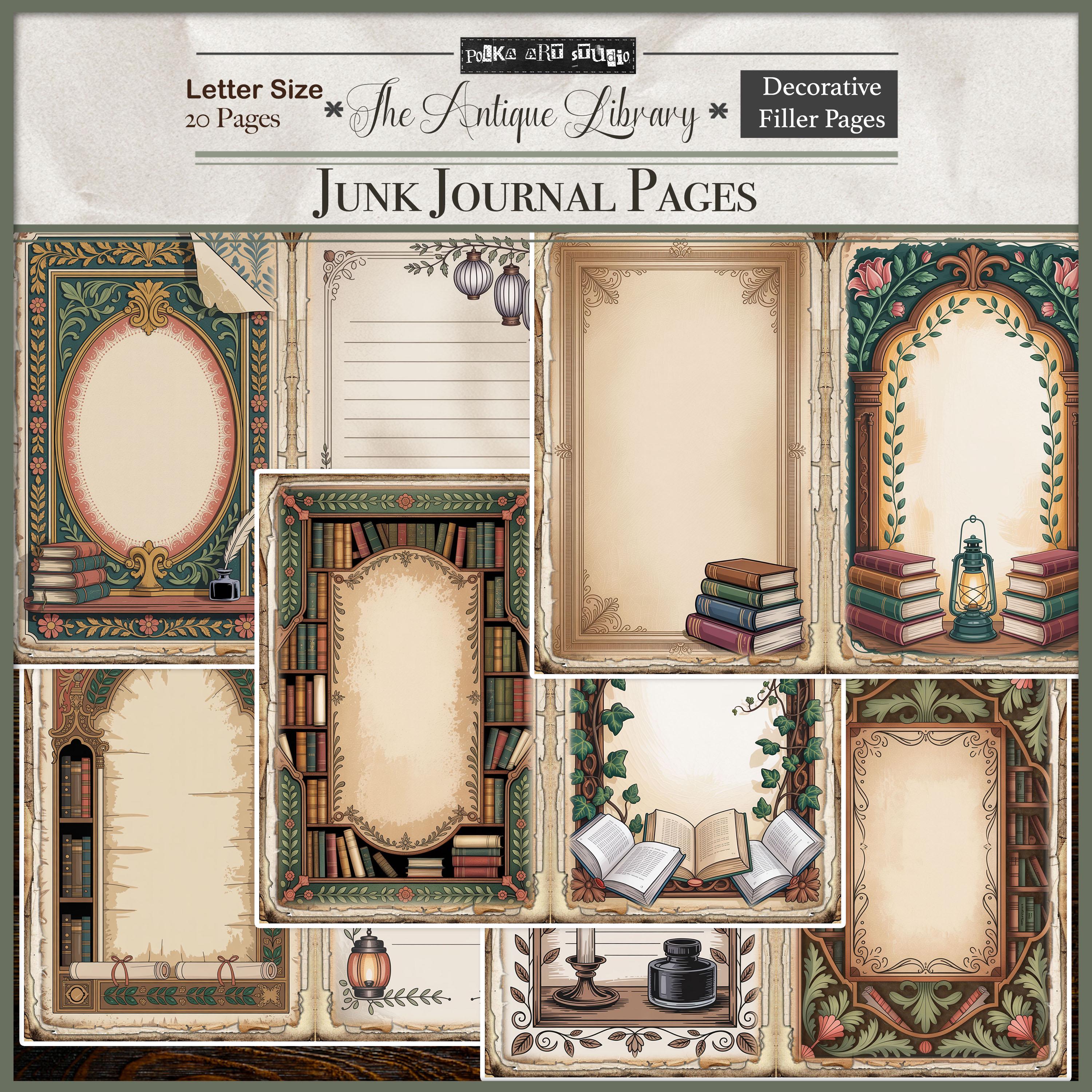 Digital Junk Journal Kit | Antique Library Printable Pages, Vintage ...