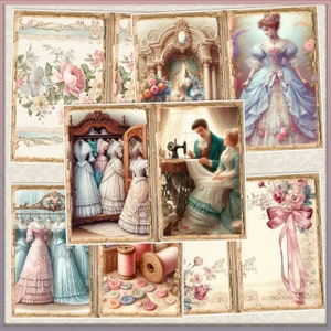 Kit de journal numérique indésirable, papiers de journalisation couture victorienne, papiers décoratifs vintage à téléchargement numérique, boutique de couturière shabby Chic image 7