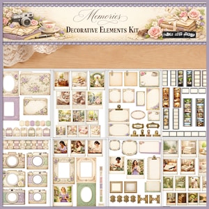 Memories Decorative Elements Kit, Shabby Chic Junk Journal ...