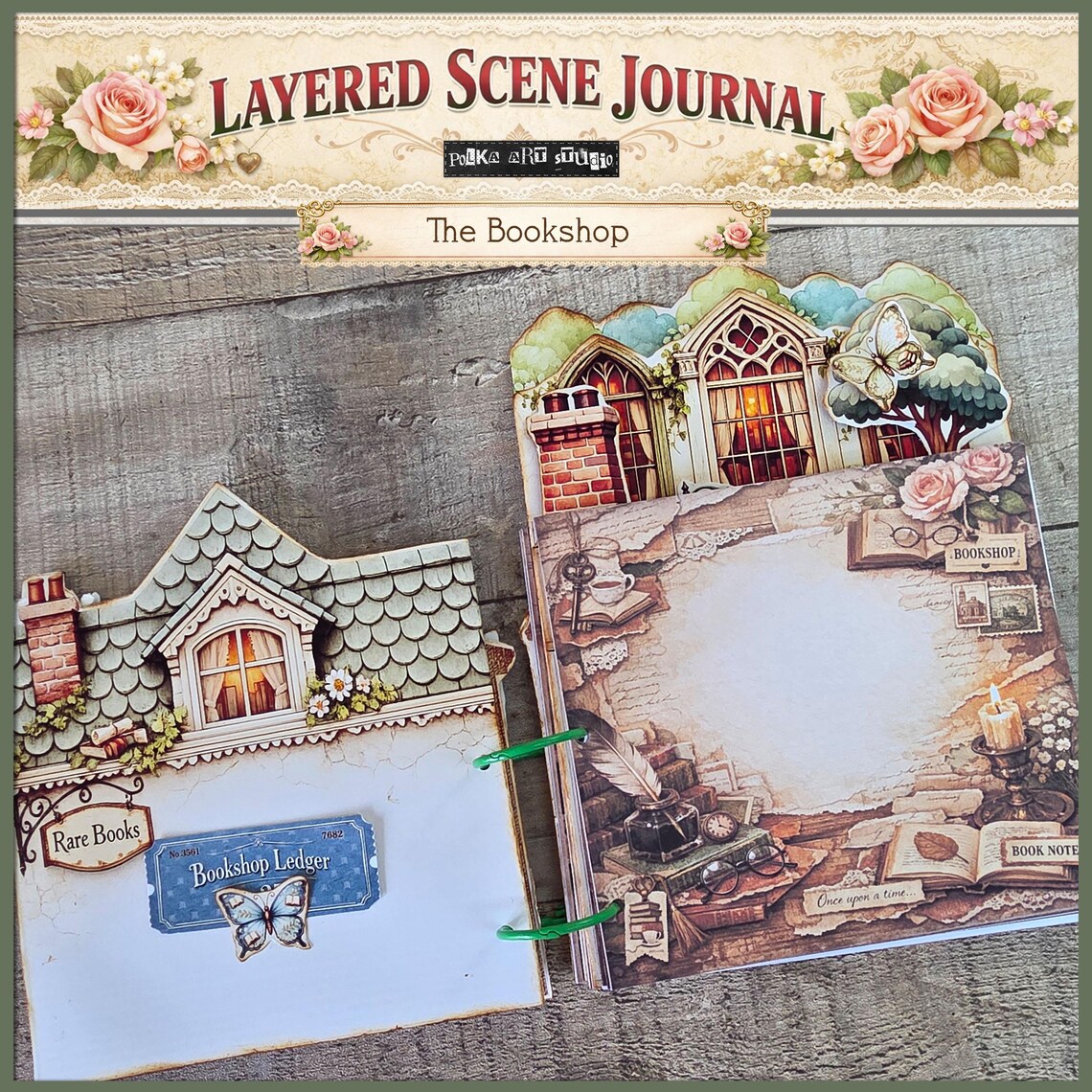 Bookshop Layered Scene Journal Kit | Printable Journaling Project ...