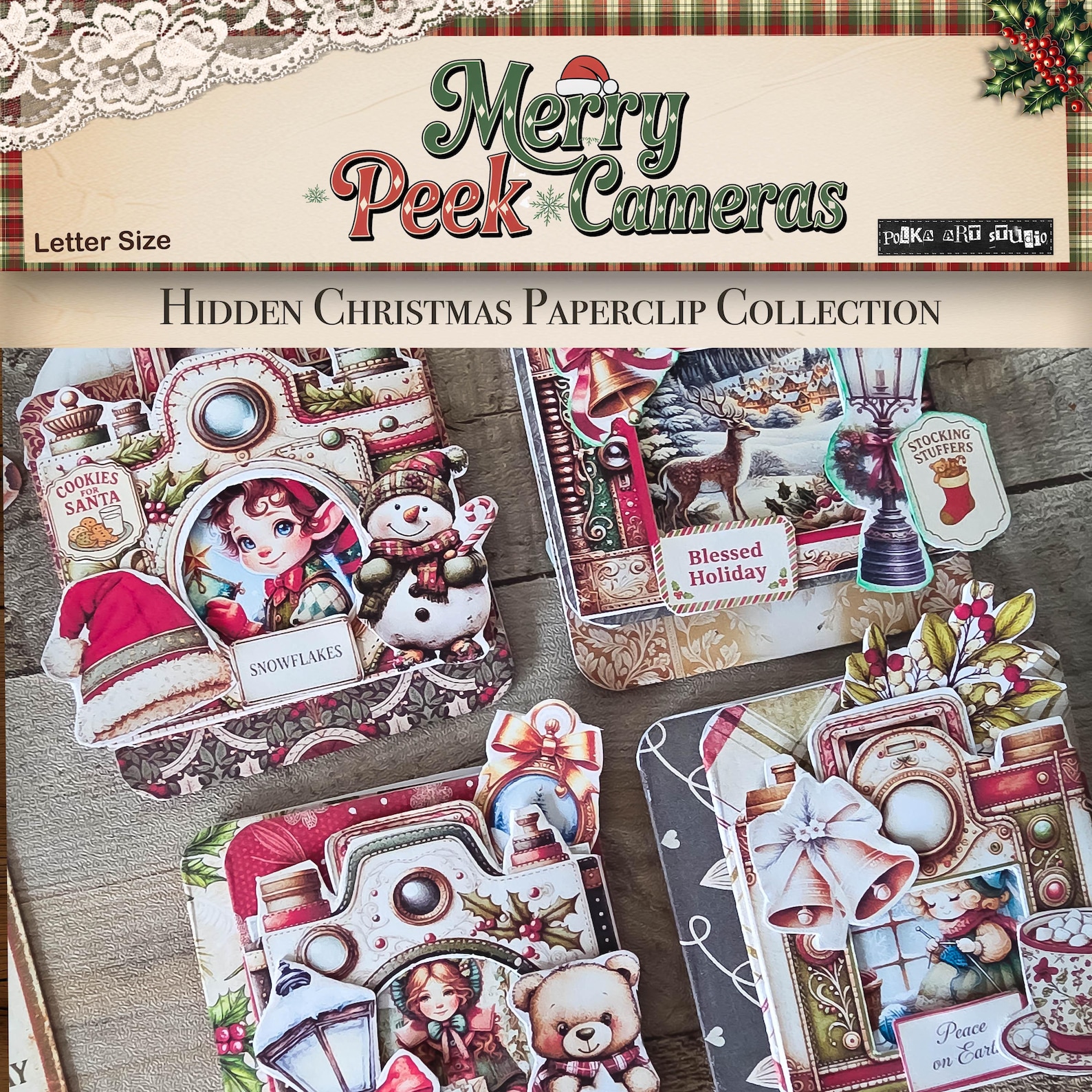 Digital Junk Journal Christmas Peekaboo Camera Hidden Paperclips ...