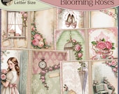 Vintage Rose Journal Kit: Printable Floral Junk Journal Pages Blooming Roses