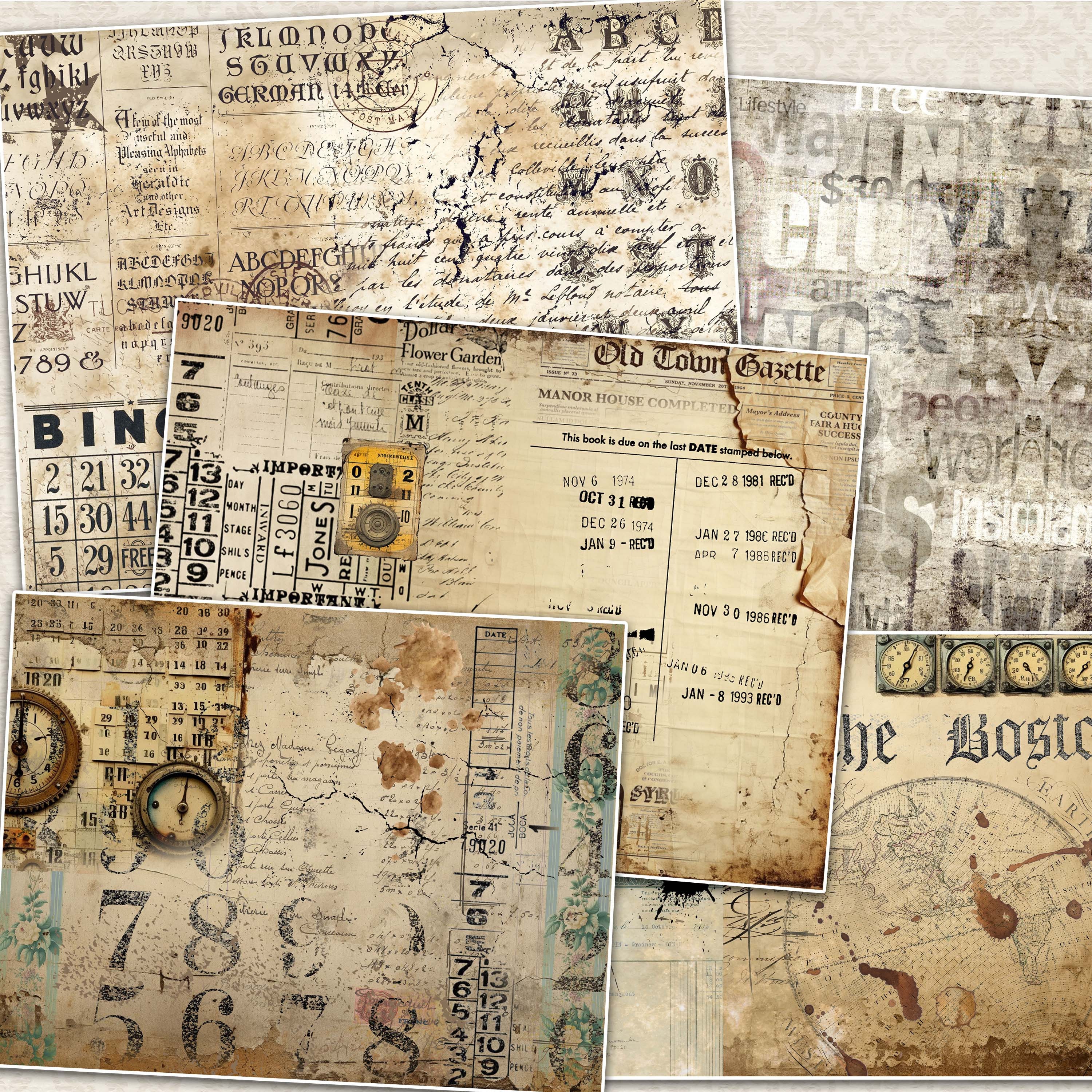 Vintage Grunge Junk Journal Kit: Neutral Tones Printable Pages (digital ...