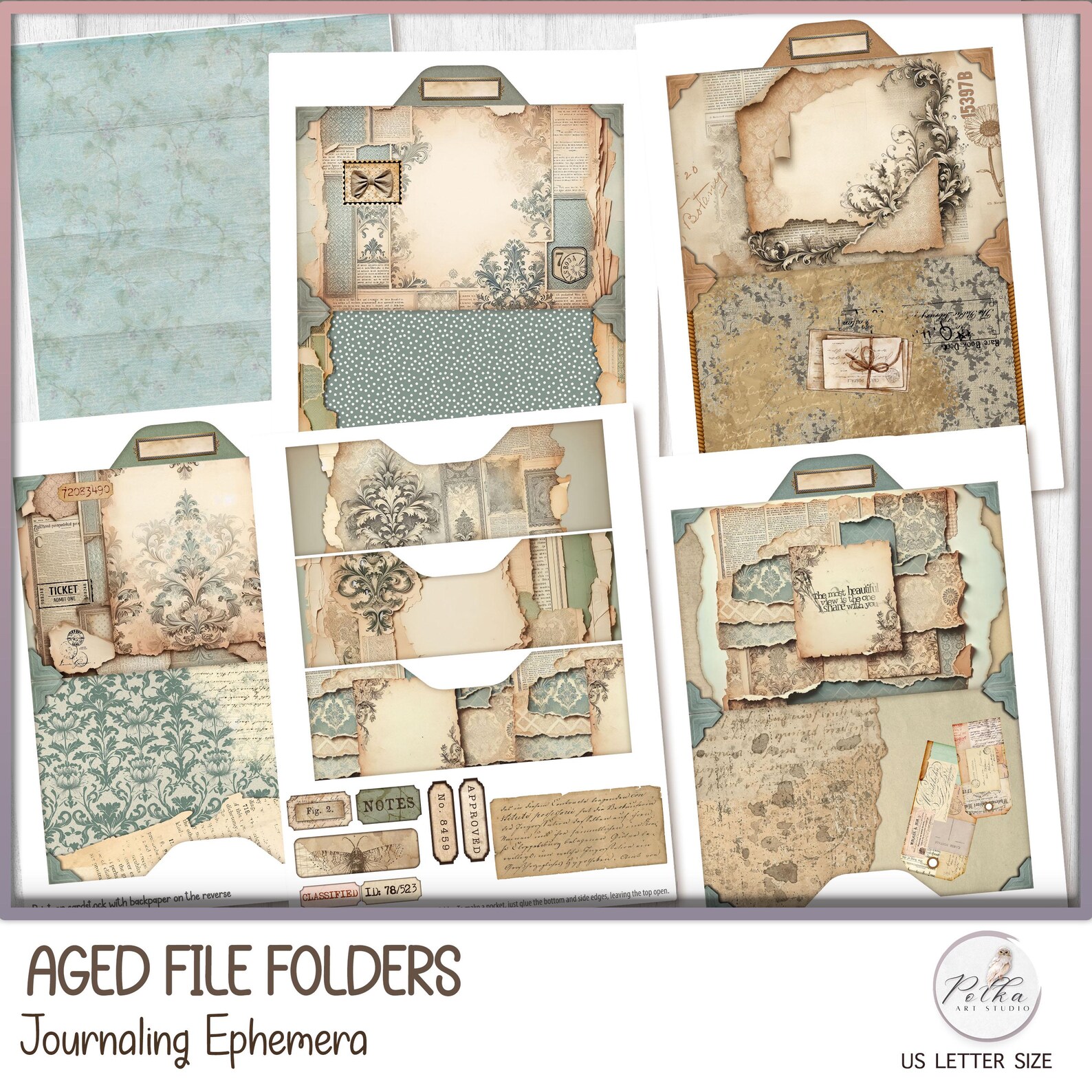 Aged Paper File Folders: Junk Journal Ephemera (digital Download) - Etsy