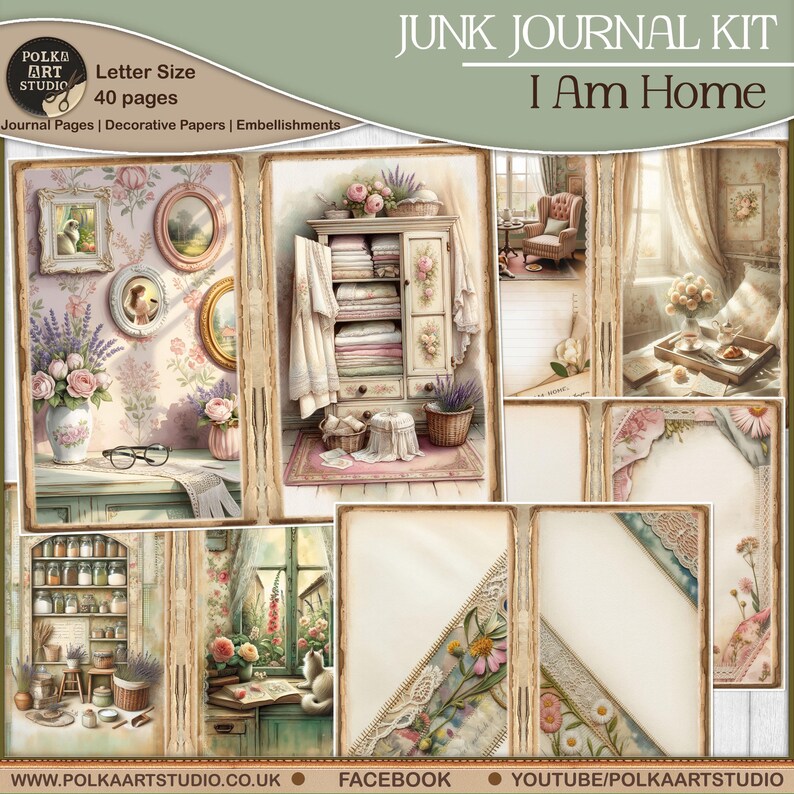 Cottagecore Junk Journal Kit: Shabby Chic Ephemera, Printable Pages ...