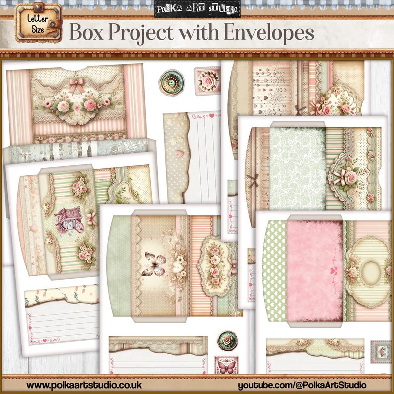 Shabby Chic Box With Envelopes: Junk Journal Project Kit (digital ...