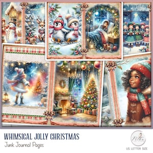 Digital Junk Journal Kit Vintage Whimsical Christmas Winter, Scrapbook Download,Printable Paper Craft, Digital Download, Sweet Xmas Journal