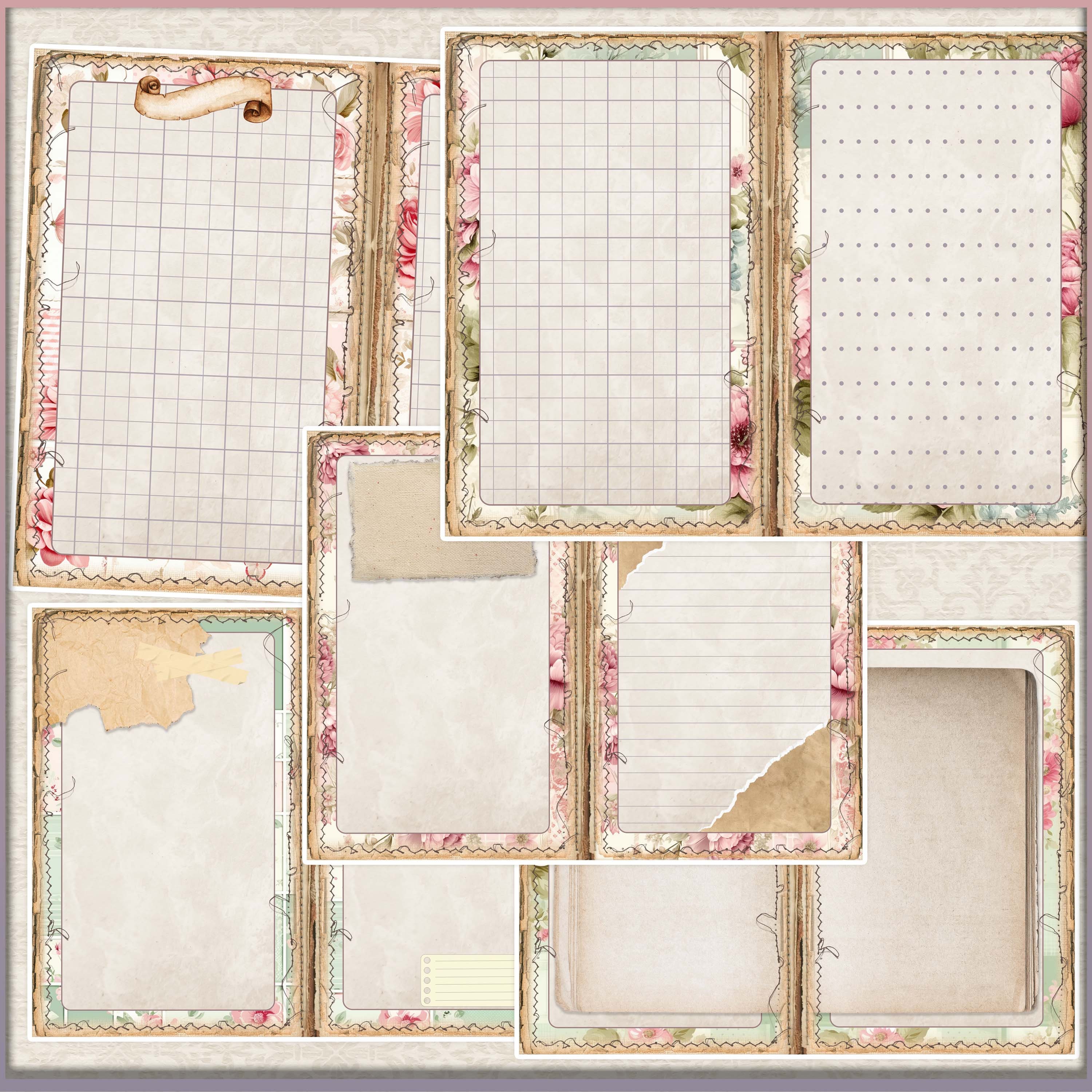 Pastel Junk Journal Kit: Shabby Chic Ephemera (printable Digital ...