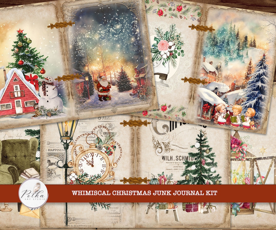 Whimsical Christmas Junk Journal Kit: Printable Collage Pages (digital ...