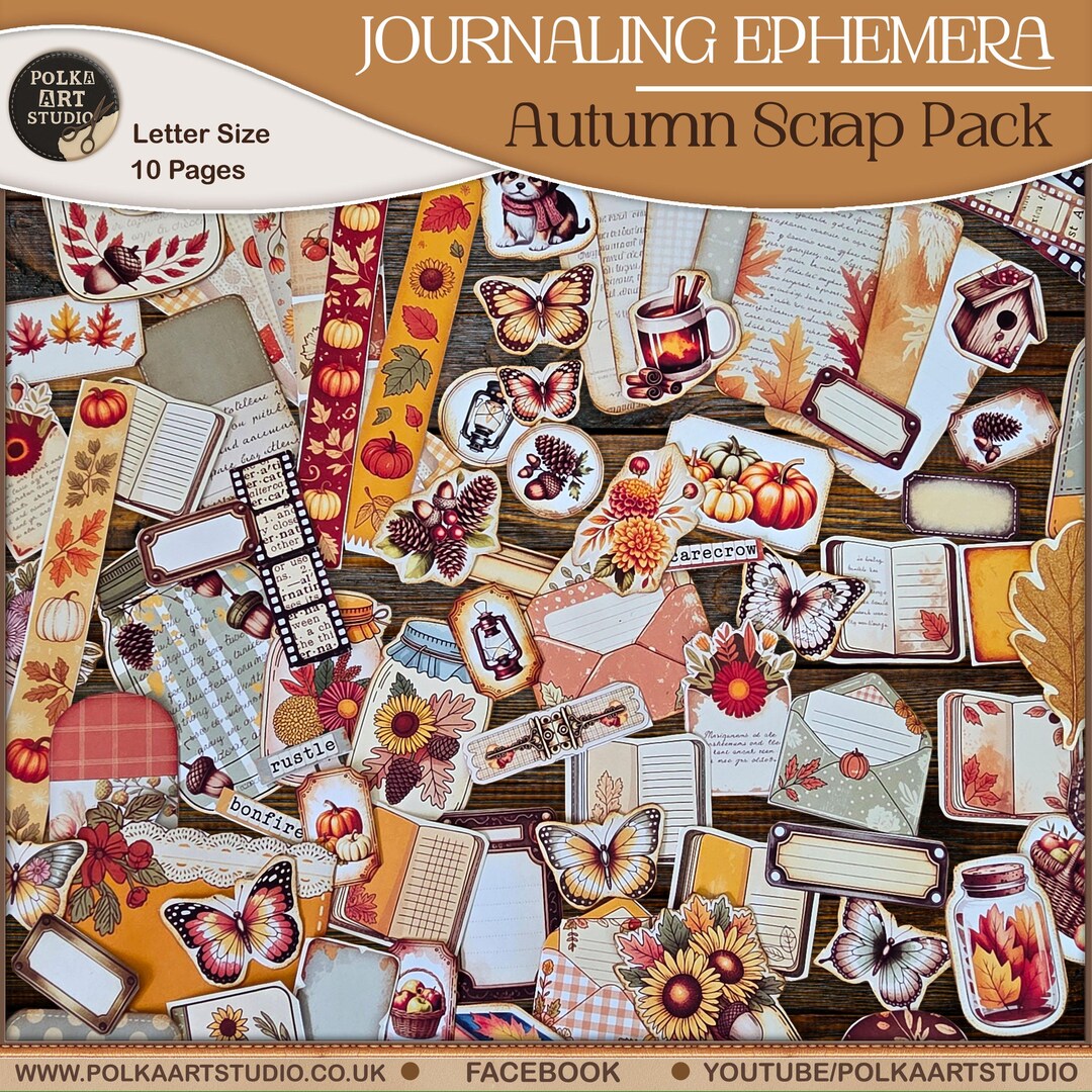 Fall Junk Journal Ephemera: Vintage Autumn Scrap Pack (printable ...