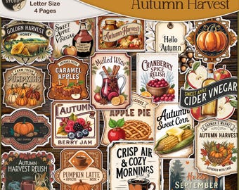 Efímeras de otoño vintage: Etiquetas imprimibles para diarios basura (descarga digital)