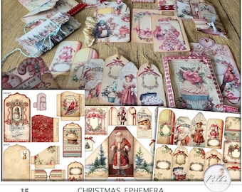 Vintage Weihnachten Ephemera: Druckbare Journal Verzierungen (Digitaler Download)