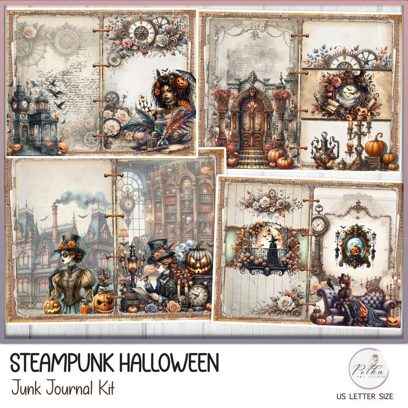 Steampunk Halloween Junk Journal Kit: Romantic Fall Ephemera (digital ...