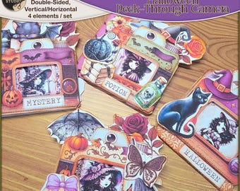 Halloween Witch Camera Paperclip Pockets: Junk Journal Ephemera (Digital Download 8.5x11")