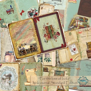 Kit diario spazzatura Edizione standard "Per amore dei libri" 20 pagine Stampabile download immediato scrapbook ephemera