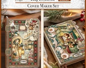 Digital Christmas Journal Cover Maker Kit, Junk journal, Festive, Winter, Ephemera, Printable Journaling Kit