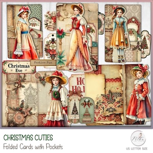 Cartes chargées numériques imprimables pour le journal indésirable de Noël, kit vintage éphémères d'hiver, cartes de journalisation indésirable, chutes d'automne, automne