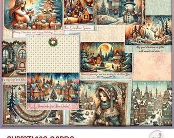 Digital Christmas Cards: Vintage Ephemera Kit (Instant Download Prints)
