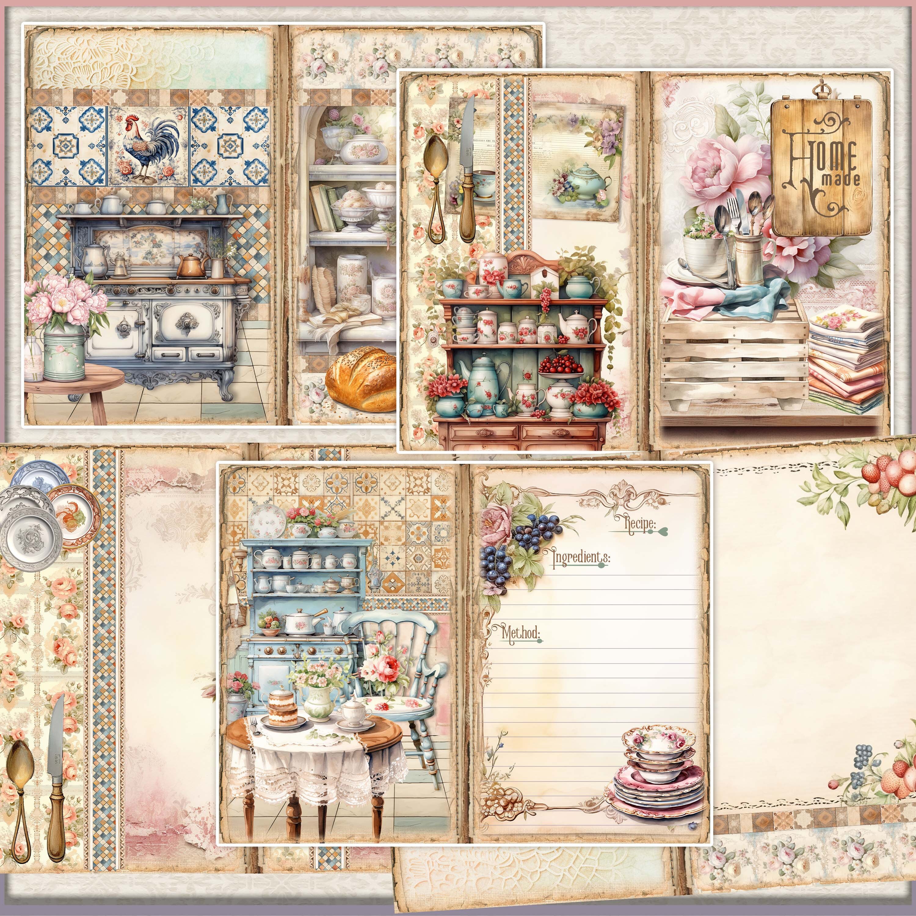 Rustic Kitchen Junk Journal Kit: Shabby Chic Recipes (digital Download ...