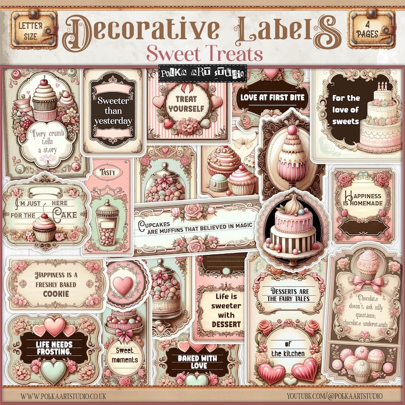 Shabby Chic Sweets Labels: Vintage Ephemera Paper Kit (digital Download ...