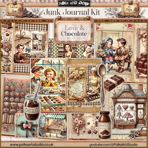 Kit de journal numérique indésirable, papiers de journalisation chocolat rétro, papiers décoratifs vintage des années 1940, téléchargement numérique, scrapbooking, kit digi