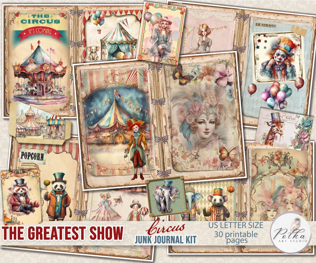Circus Junk Journal, Digital Download Printable Journal, Ephemera ...