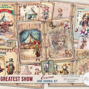 Circus Junk Journal, Digital Download Printable Journal, Ephemera, Vintage Circus Embellishments, Scrapbook, Journal Supplies, Digi kit