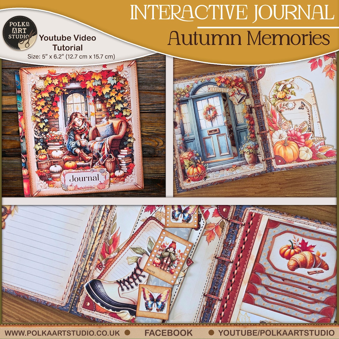 Autumn Junk Journal Booklet Project: Interactive Fall Scrapbook ...
