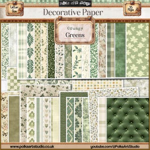Junk Journal, Vintage Grungy Grüns Digital Dekorative Floral, Geometrisch Journal Seiten, Papier Pack Vintage Aquarell Sofort Download