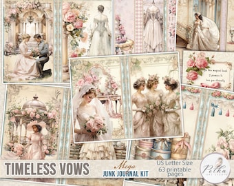 Victorian Wedding Junk Journal Kit: Neutral Bridal Ephemera (Digital Download)