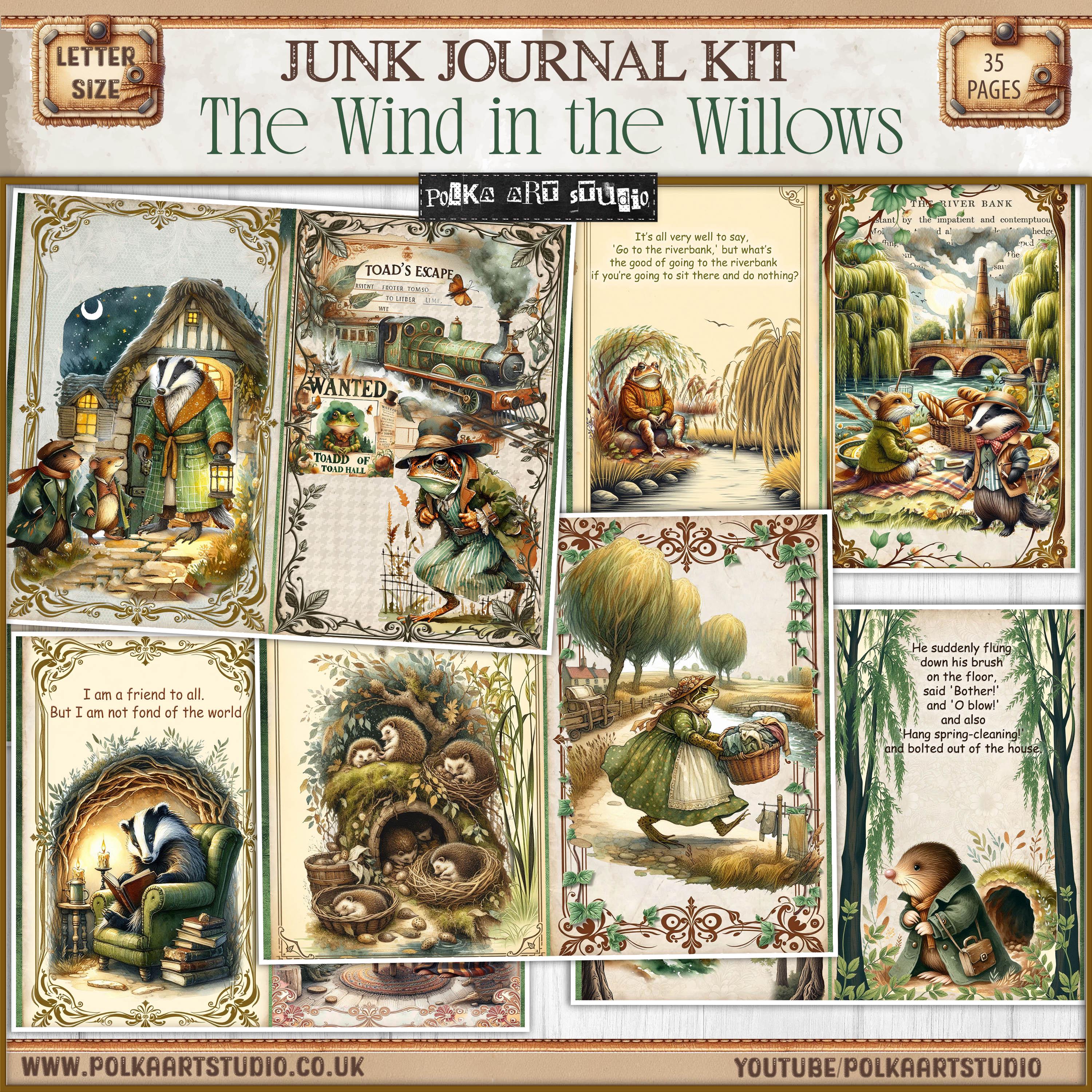 Printable Junk Journal Kit & Ephemera, The Wind in the Willows, Journaling for Kids, Children Printable Project, Story Digital Download